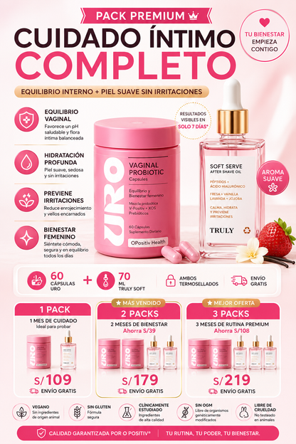 Pack Cuidado Íntimo Premium – Equilibrio Vaginal + Piel Suave (URO + Truly Soft)
