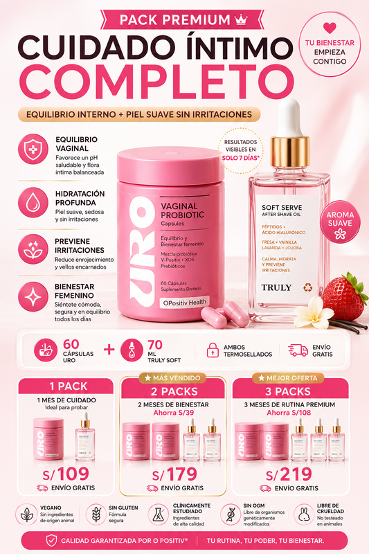 Pack Cuidado Íntimo Premium – Equilibrio Vaginal + Piel Suave (URO + Truly Soft)