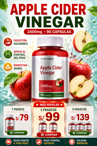 Vinagre de Sidra de Manzana 2400mg Horbaach 90 Cápsulas
