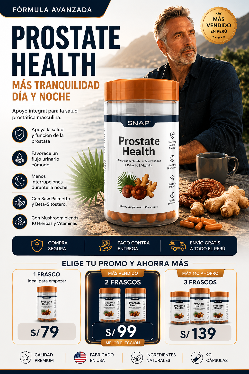 Prostate Health 90 Cápsulas | Apoyo Integral para la Salud Prostática