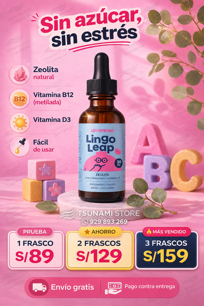 Lingo Leap Gotas con Zeolita + Vitamina B12 Activa y D3 | Gotas sin Azúcar