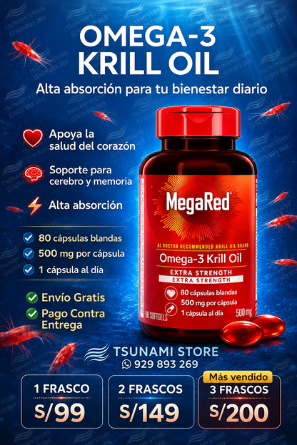 Omega-3 Krill Oil 500 mg – MegaRed | 80 Cápsulas