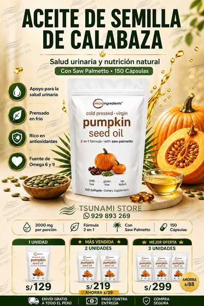 Aceite de Semilla de Calabaza 150 Cápsulas | Pumpkin Seed Oil Micro Ingredients