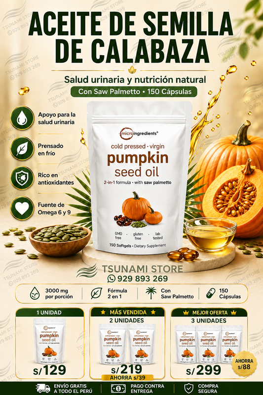 Aceite de Semilla de Calabaza 150 Cápsulas | Pumpkin Seed Oil Micro Ingredients