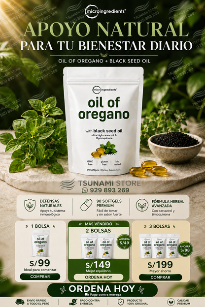 Aceite de Orégano Premium con Semilla Negra – 90 Cápsulas