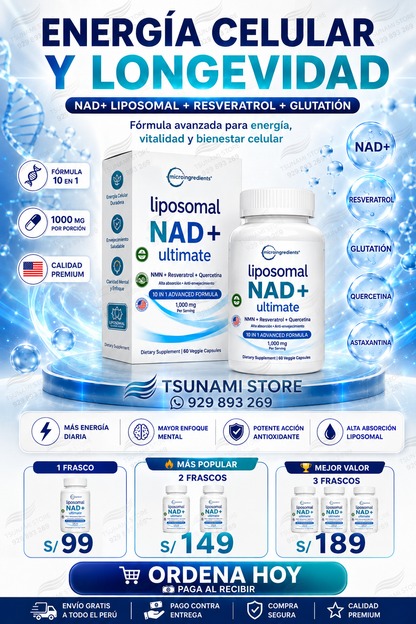 Liposomal NAD+ Ultimate MicroIngredients | NAD+, Resveratrol y Glutatión