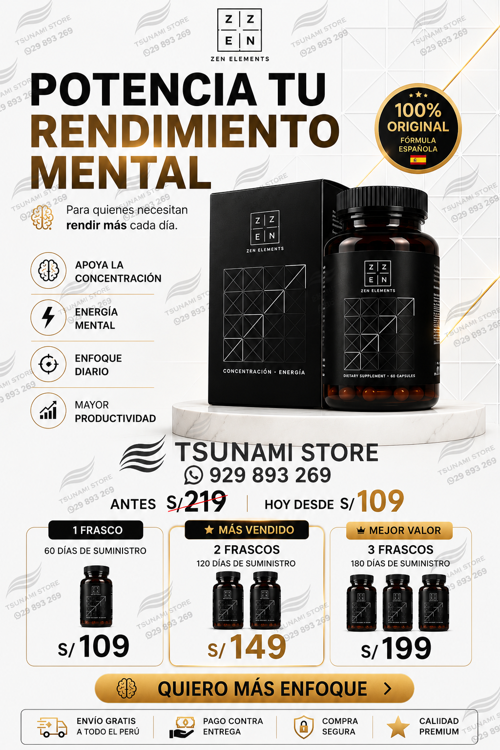 ZZEN Focus Original | Claridad Mental, Enfoque y Rendimiento Diario