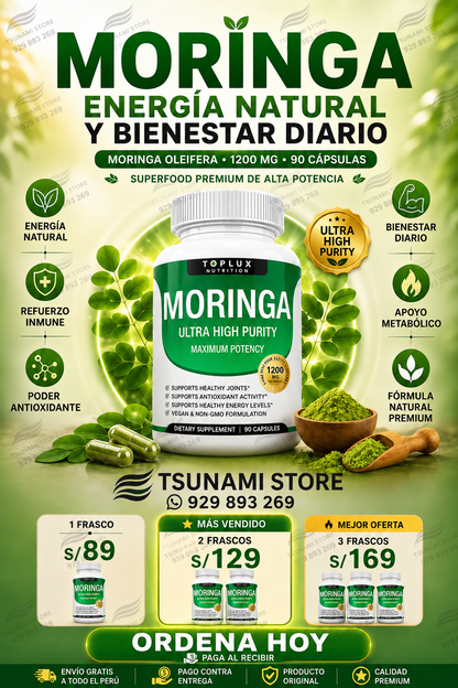 Moringa Toplux 90 Cápsulas – Energía Natural, Defensas y Antioxidantes