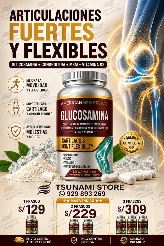 Glucosamina + Condroitina + MSM + Vitamina D3 | Soporte para Cartílago y Flexibilidad