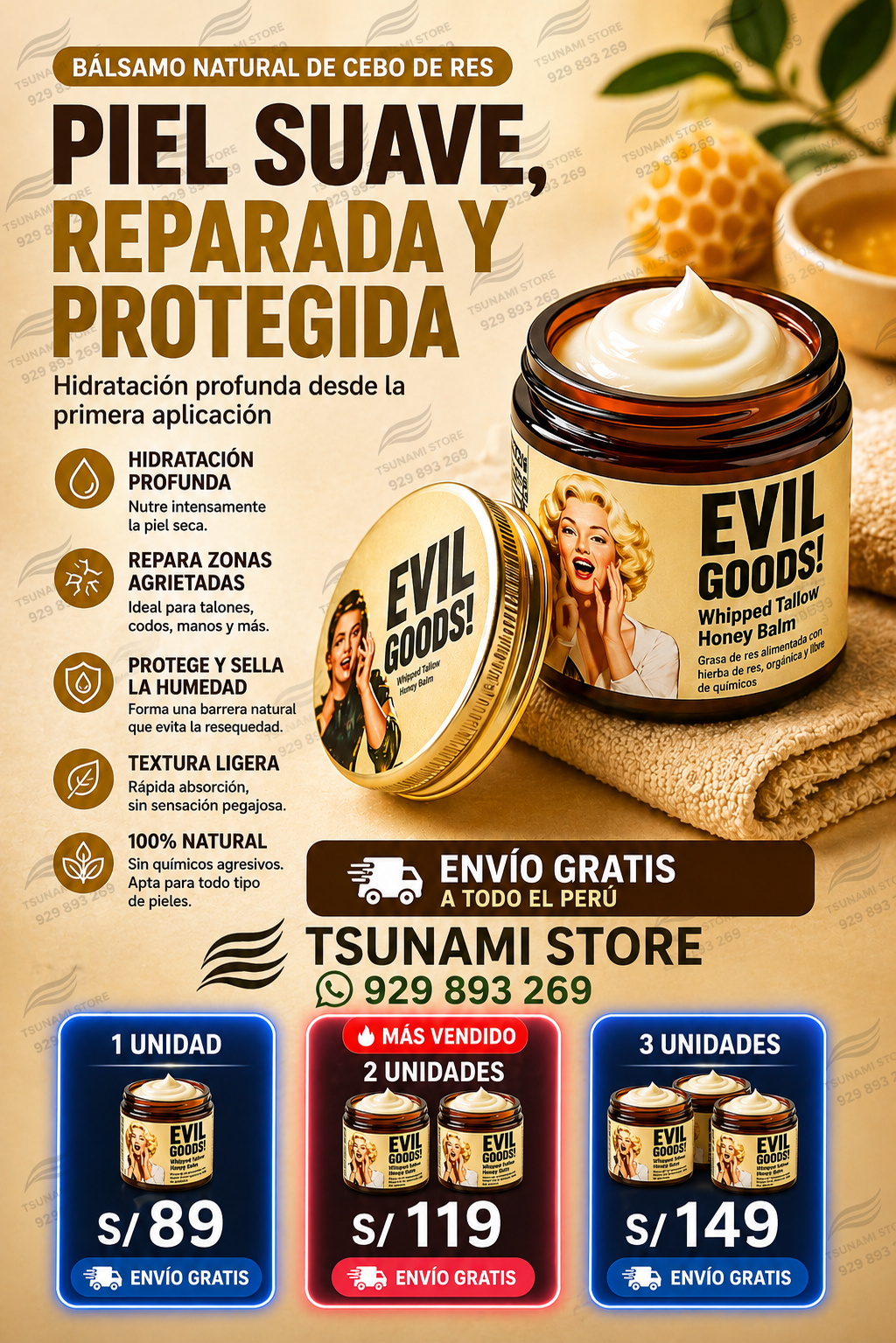 Bálsamo de Sebo de Res EVIL GOODS | Hidratación Profunda para Piel Seca