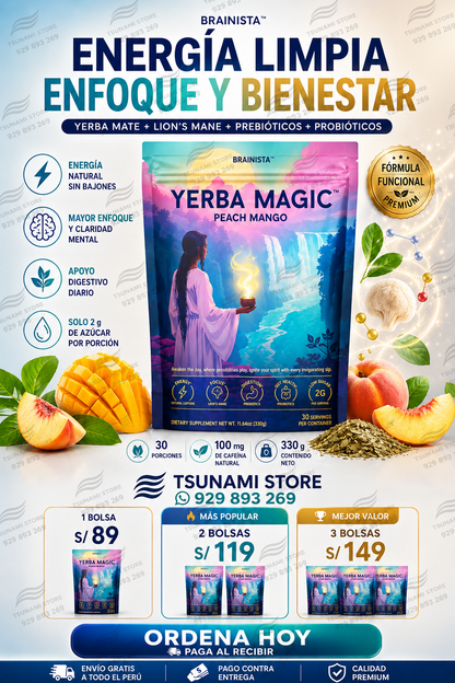 Yerba Magic Peach Mango | Energía Natural, Enfoque Mental y Salud Digestiva