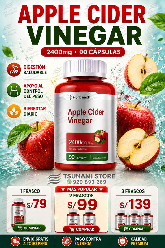 Vinagre de Sidra de Manzana 2400mg Horbaach 90 Cápsulas