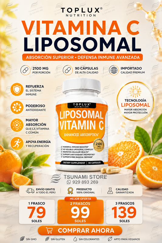 Vitamina C Liposomal TOPLUX Nutrition 2100 mg – 90 Cápsulas – Absorción Superior y Defensa Inmune