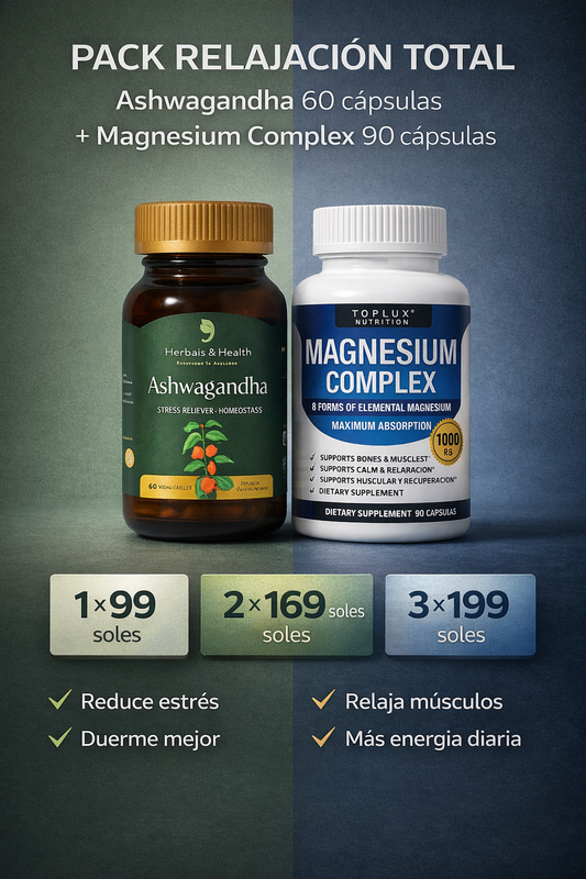 Pack Relajación Total – Ashwagandha 60 cápsulas + Magnesium Complex 90 cápsulas