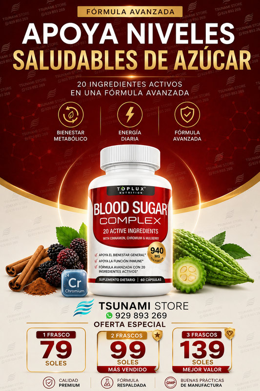 Blood Sugar Complex 60 Cápsulas | 20 Ingredientes Activos para el Bienestar Metabólico