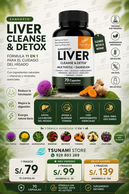 Liver Cleanse & Detox 11 en 1 | Apoyo Natural para el Hígado