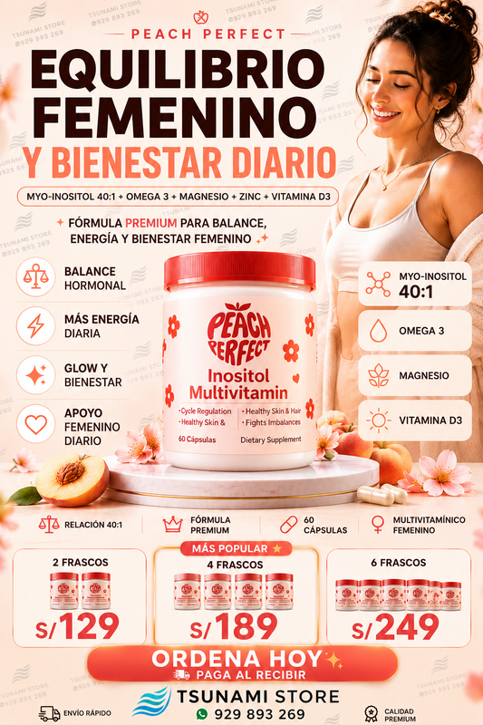 Peach Perfect Multivitamínico de Inositol | Omega 3, Zinc y Vitamina D3