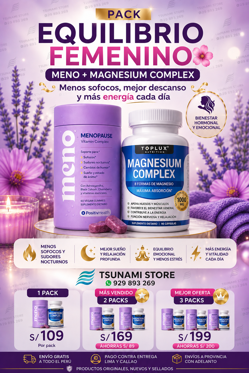 Pack Menopausia + Magnesio | Alivio Natural de Sofocos y Mejor Descanso 60 + 90 Cápsulas