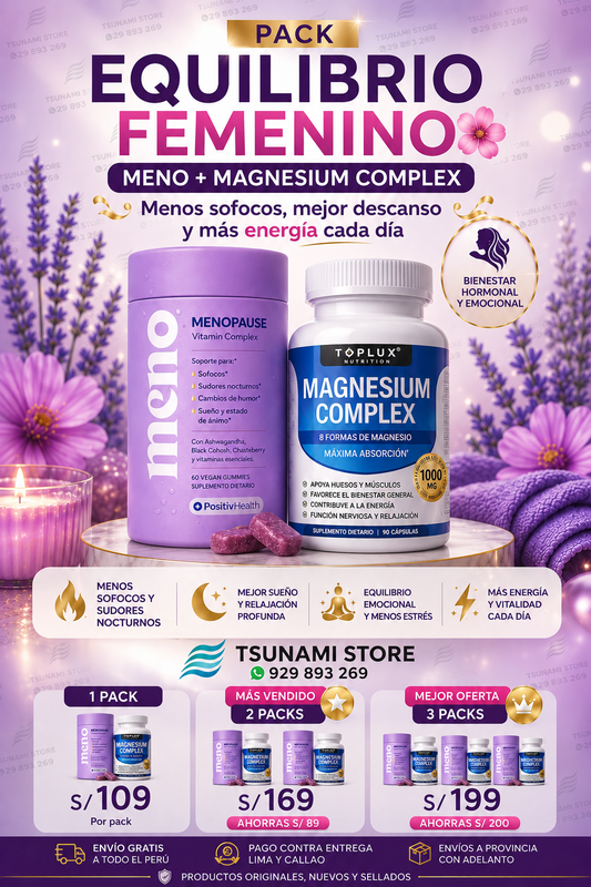 Pack Menopausia + Magnesio | Alivio Natural de Sofocos y Mejor Descanso 60 + 90 Cápsulas