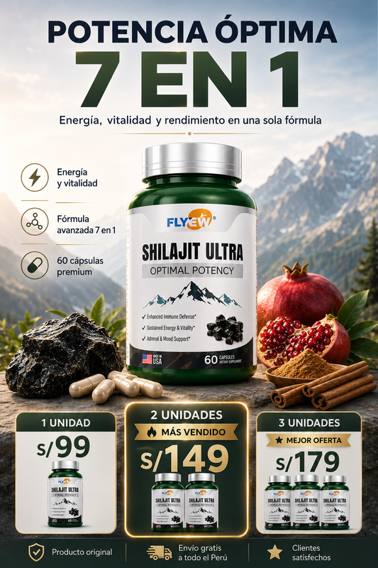 Shilajit Ultra 7 en 1 – Energía, Vitalidad y Rendimiento Masculino | 60 Cápsulas