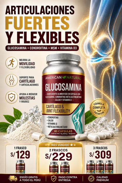 Glucosamina + Condroitina + MSM + Vitamina D3 | Soporte para Cartílago y Flexibilidad