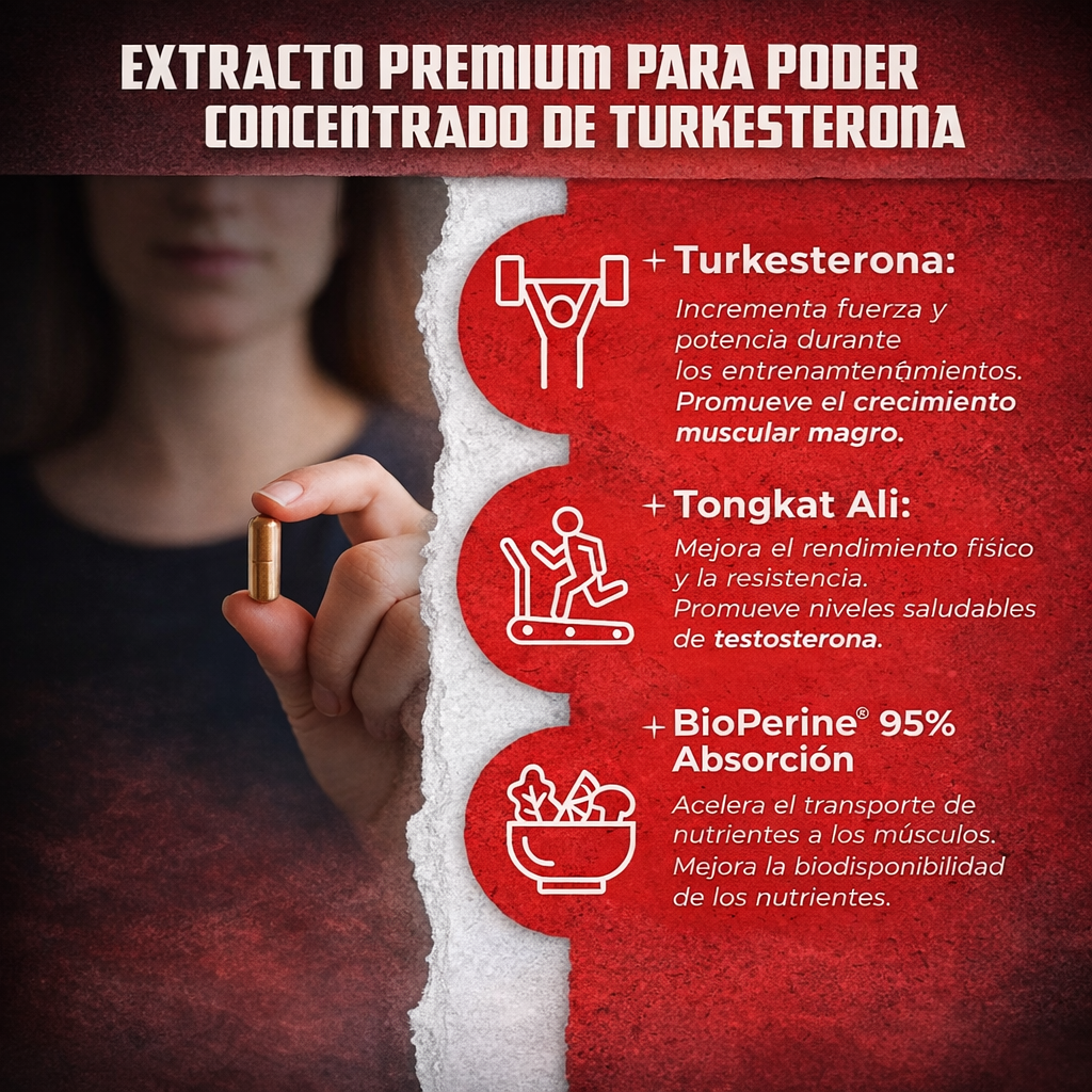 Turkesterona con Tongkat Ali Old School 120 cápsulas – Fuerza, Recuperación y Rendimiento
