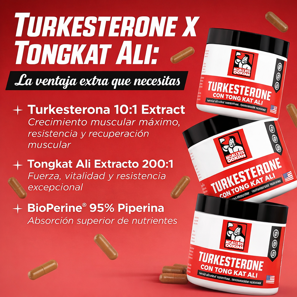 Turkesterona con Tongkat Ali Old School 120 cápsulas – Fuerza, Recuperación y Rendimiento