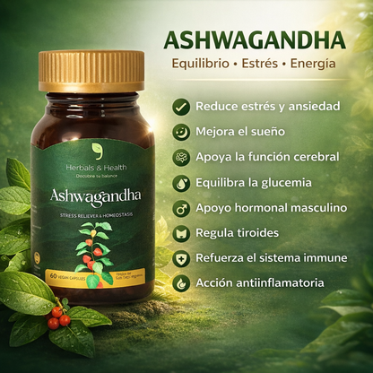 Ashwagandha 500 mg 60 cápsulas – Suplemento natural para estrés, energía y enfoque