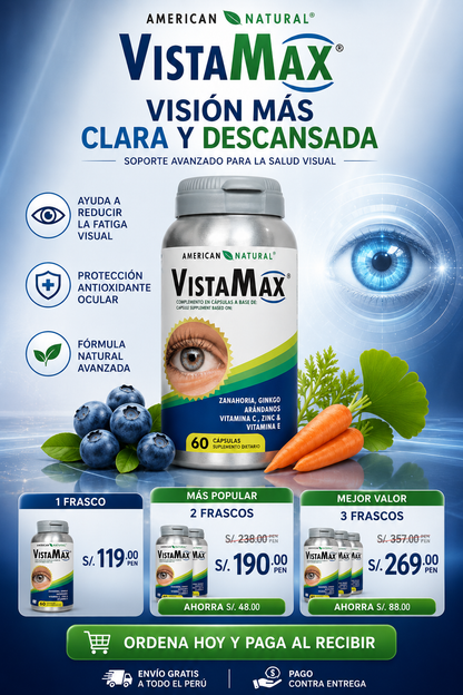 VistaMax by American Natural 60 Cápsulas | Ayuda a Reducir la Fatiga Visual y Protege la Salud de Tus Ojos