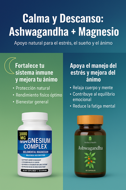 Pack Relajación Total – Ashwagandha 60 cápsulas + Magnesium Complex 90 cápsulas