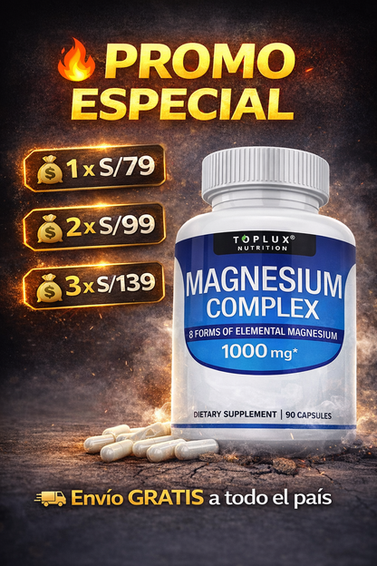 Magnesio Complex 1000 mg 90 cápsulas – 8 Tipos de Magnesio en un solo Producto