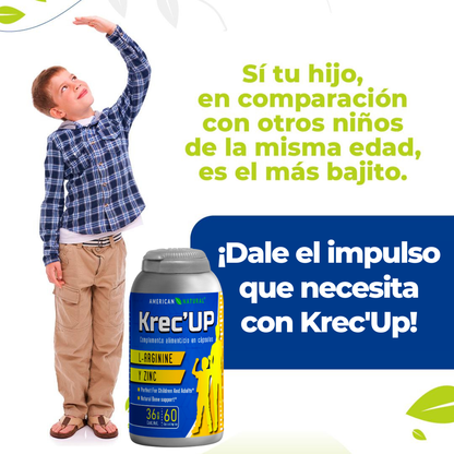 Krec’Up American Natural | L-Arginina + Zinc para Crecimiento y Energía (9 a 22 años)