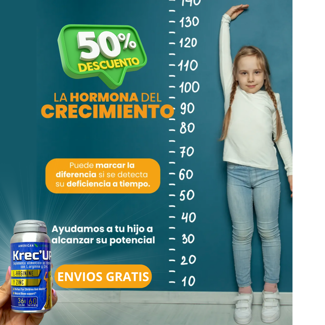 Krec’Up American Natural | L-Arginina + Zinc para Crecimiento y Energía (9 a 22 años)