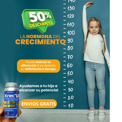 Krec’Up American Natural | L-Arginina + Zinc para Crecimiento y Energía (9 a 22 años)
