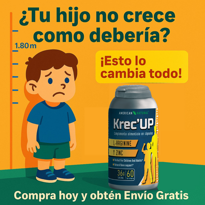 Krec’Up American Natural | L-Arginina + Zinc para Crecimiento y Energía (9 a 22 años)