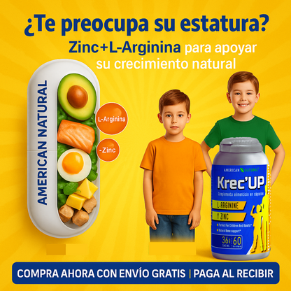 Krec’Up American Natural | L-Arginina + Zinc para Crecimiento y Energía (9 a 22 años)