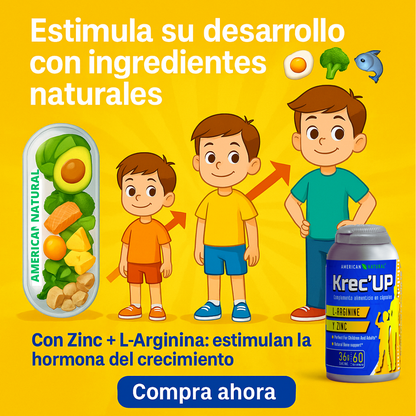 Krec’Up American Natural | L-Arginina + Zinc para Crecimiento y Energía (9 a 22 años)