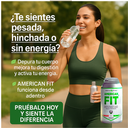 American FIT de American Natural 60 Cápsulas | Triple Acción Detox y Limpieza Digestiva