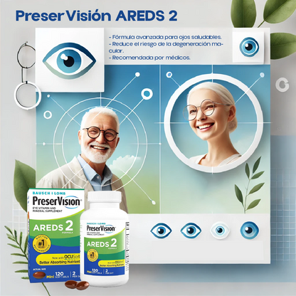 PreserVision AREDS 2 120 Cápsulas – Fórmula con Luteína, Zeaxantina, Zinc y Vitaminas para Salud Visual | Bausch + Lomb