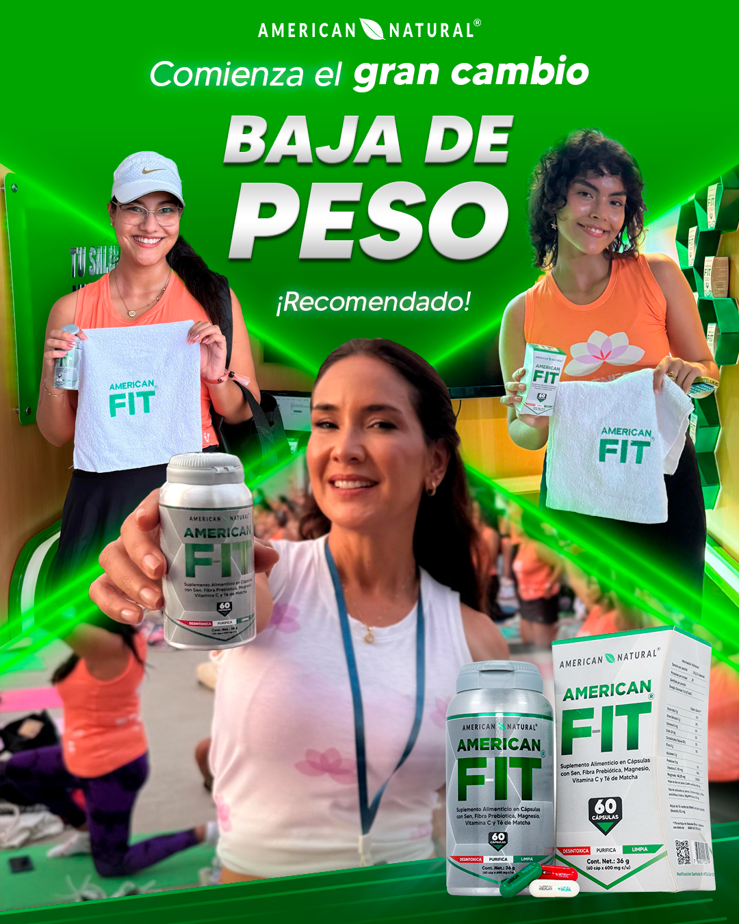 American FIT de American Natural 60 Cápsulas | Triple Acción Detox y Limpieza Digestiva