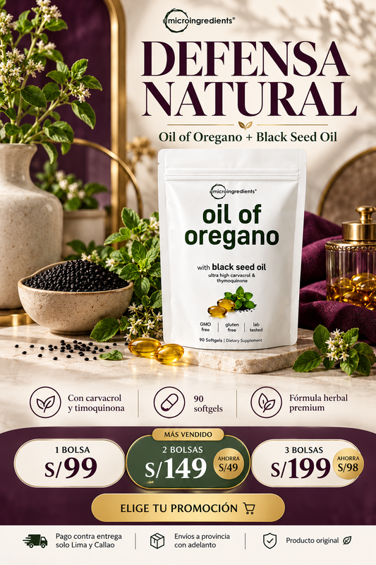 Aceite de Orégano Premium con Semilla Negra – 90 Cápsulas