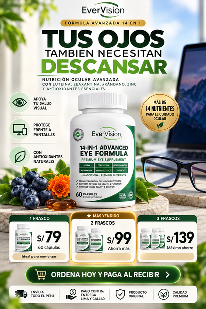 EverVision 14 en 1 | Luteína, Zeaxantina y Arándano para la Visión