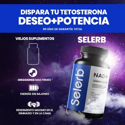 NAD+ Complejo Masculino con Resveratrol, CoQ10 y Ashwagandha – 60 Cápsulas | Soporte Celular y Hormonal