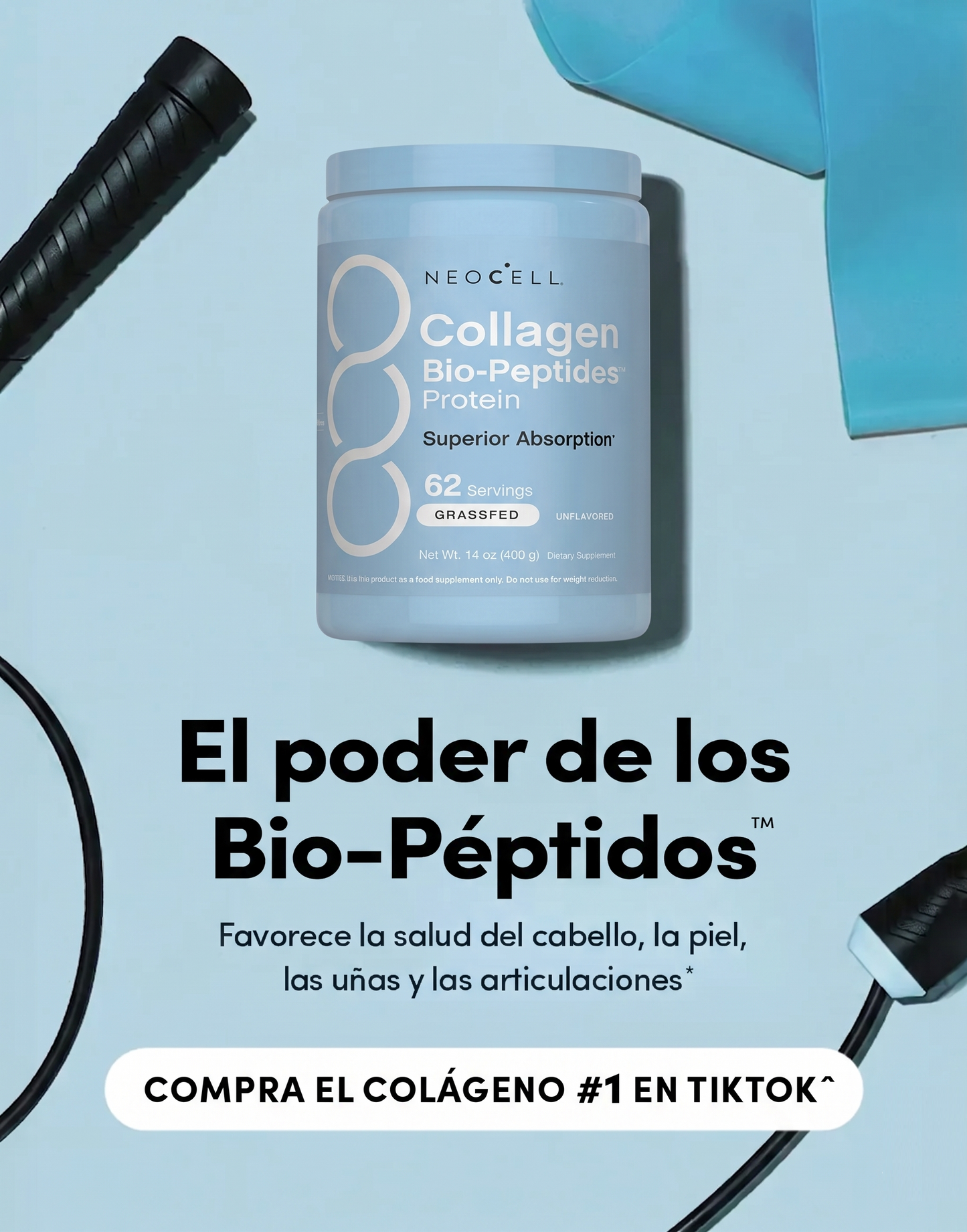 NeoCell Collagen Bio-Peptides 400g – Colágeno Premium de Alta Absorción para Piel, Cabello, Uñas y Articulaciones.