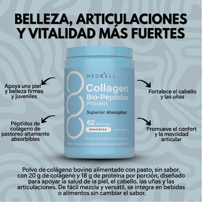 NeoCell Collagen Bio-Peptides 400g – Colágeno Premium de Alta Absorción para Piel, Cabello, Uñas y Articulaciones.