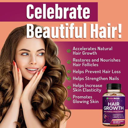 Hair Growth Advanced – Cabello Más Fuerte y Saludable Desde Adentro | 120 Cápsulas