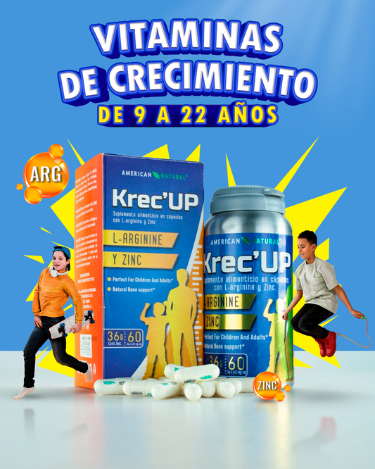 Krec’Up American Natural | L-Arginina + Zinc para Crecimiento y Energía (9 a 22 años)
