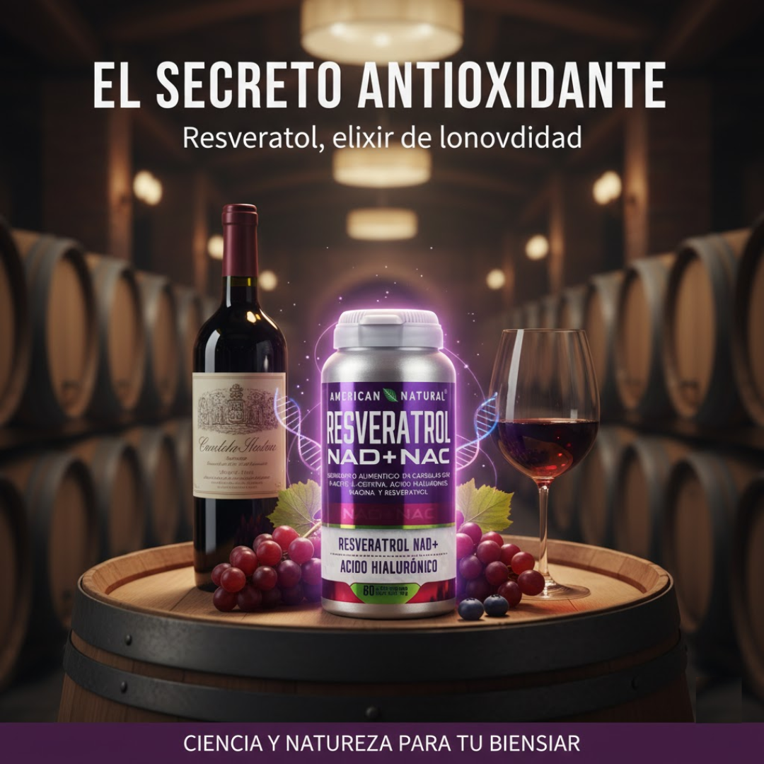 Resveratrol NAD+ NAC con Ácido Hialurónico | Fórmula Avanzada para Envejecimiento Saludable y Vitalidad