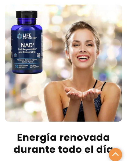 NAD+ + Resveratrol Life Extension 30 Cápsulas | Energía Celular, Antienvejecimiento y Vitalidad