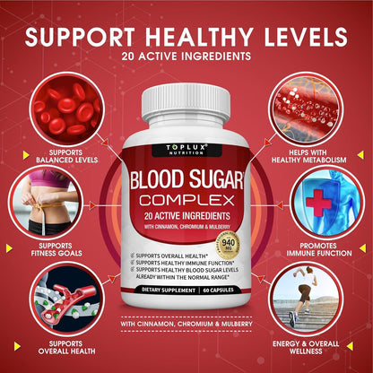 Blood Sugar Complex 60 Cápsulas | 20 Ingredientes Activos para el Bienestar Metabólico